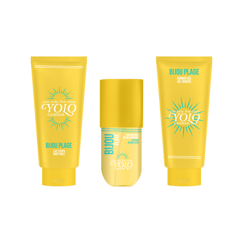 NEW - YOLO - COMBO - Bijou Plage - Body Mist, Gel Douche, Lait Corps