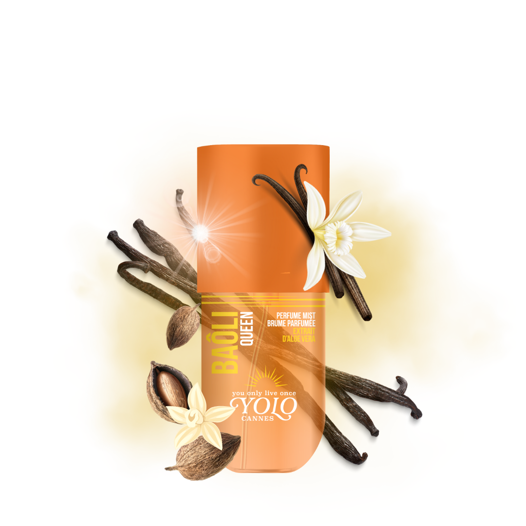 YOLO CANNES - Coffret - Baôli Queen - Brume Parfumée 90ml, Gel Douche 100ml, Lait Corps 100ml