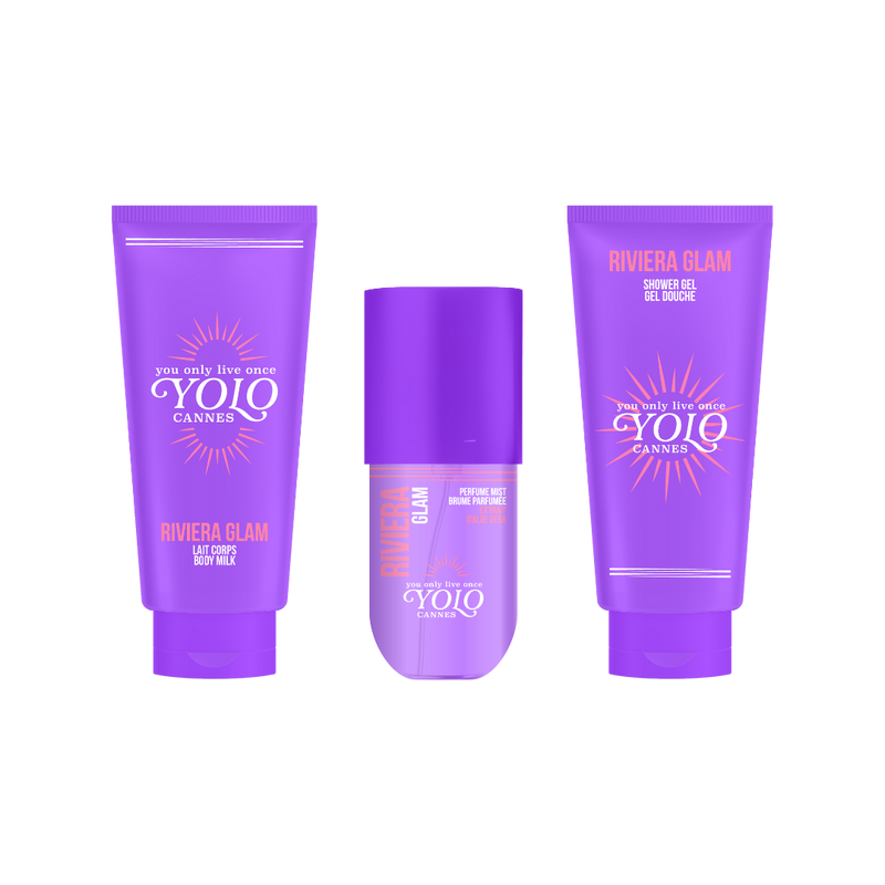 YOLO – COMBO – Riviera Glam – Körperspray, Duschgel, Körpermilch