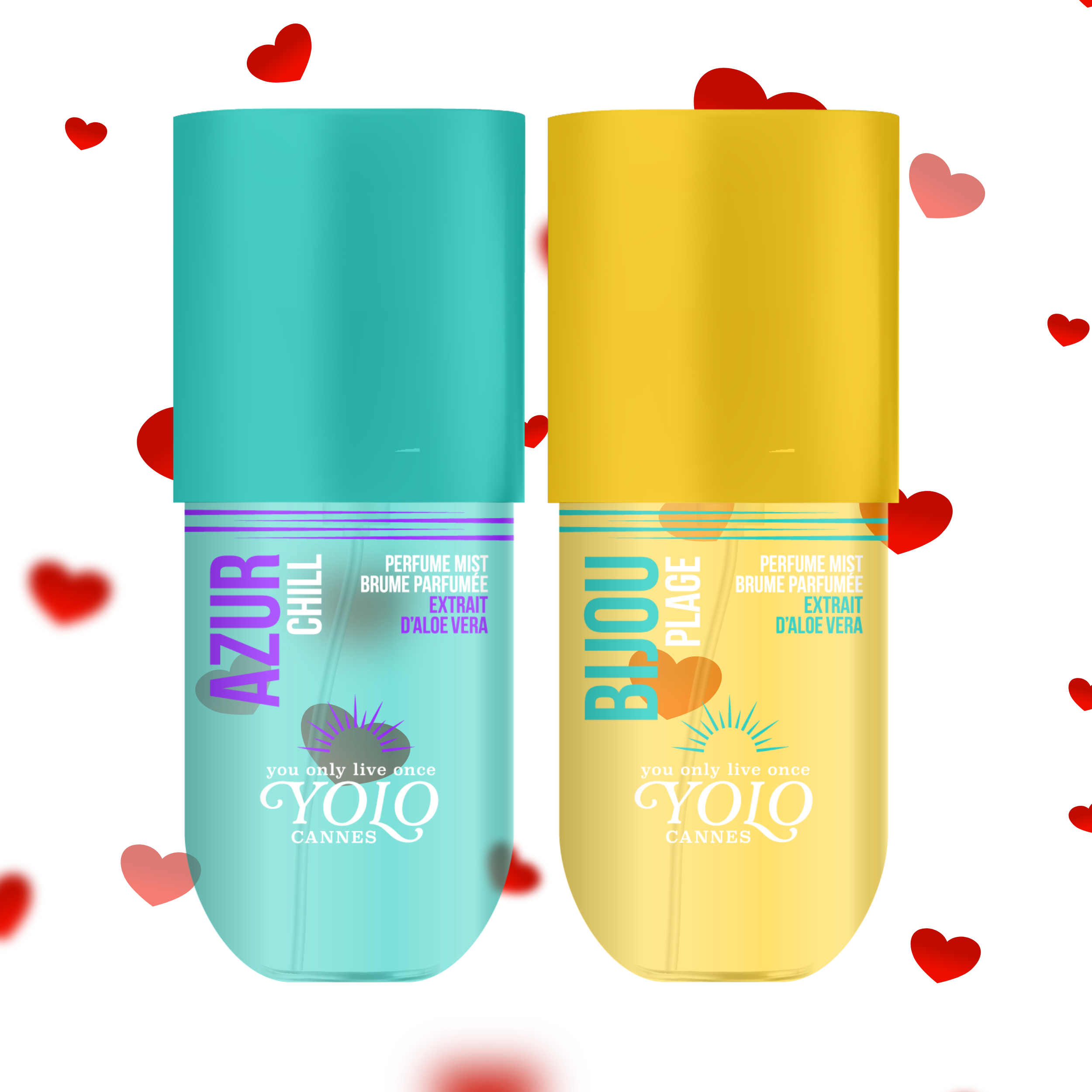 YOLO CANNES - Brumes Parfumées  - DUO - Azur Chill, Bijou Plage - 2x90 ml