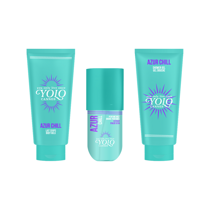 YOLO – COMBO – Azur Chill – Körperspray, Duschgel, Körpermilch