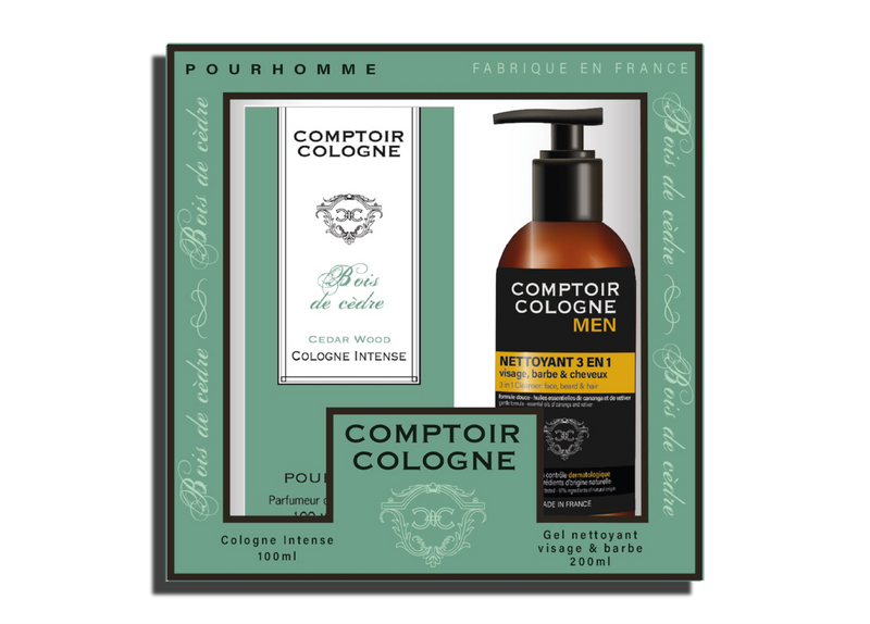 COLOGNE COUNTER BOX – Parfüm und Peeling aus Zedernholz 