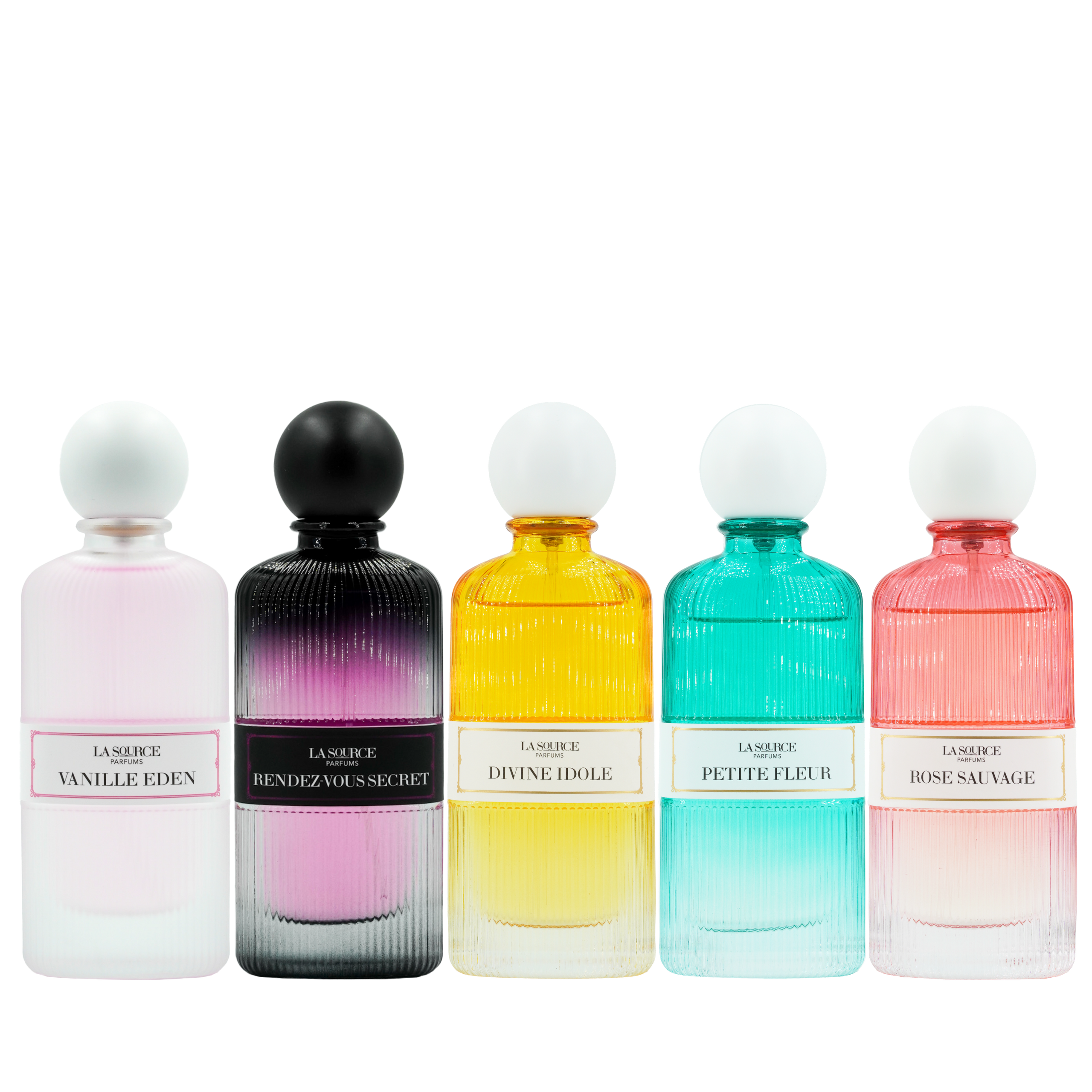 La Source Parfum - Eau de Parfum - COLLECTION - Vanille Eden, Rendez-vous Secret, Divine Idole, Petite Fleur, Rose Sauvage - 5x60ml