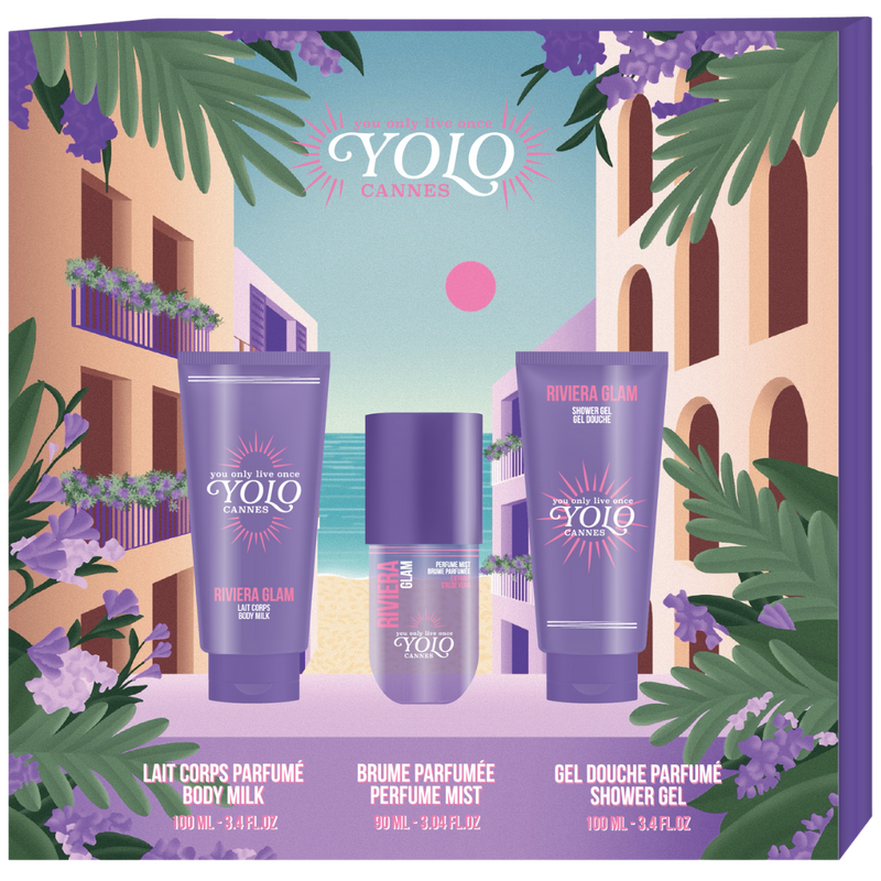 COFFRET RIVIERA GLAM YOLO CANNES - Brume parfumée, gel douche & lait corps