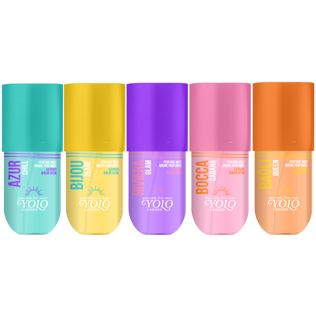 YOLO Perfume Mist - COLLECTION - Azur Chill, Bijou Plage, Riviera Glam, Bocca Cabana, Baôli Queen - 90 ml